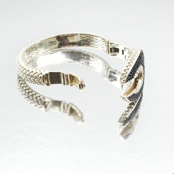 SLANE & SLANE Cabaret Sterling Silver Black Spinel Hinged Bangle Bracelet - Picture 8 of 11